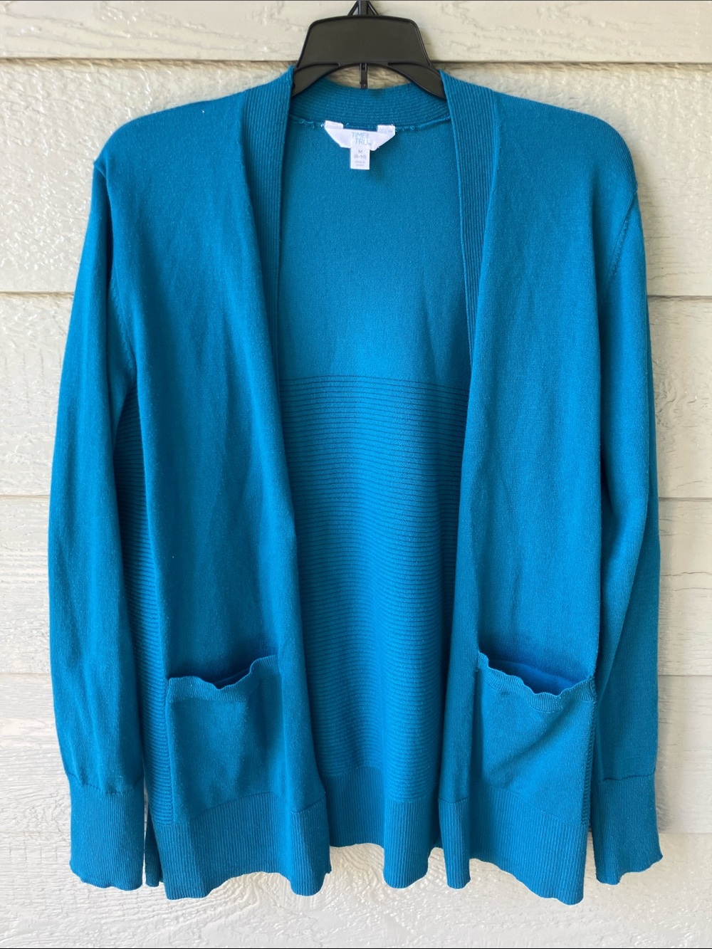 Time and Tru Open-Front Teal Cardigan Sweater